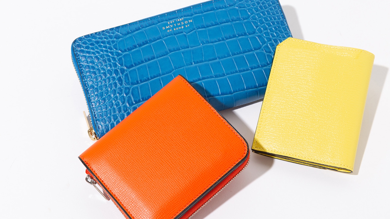 極美品✨SMYTHSON スマイソン　ミニウォレット　クロコ型押し　ボルドー 極美品✨SMYTHSON スマイソン ミニウォレット クロコ型押し