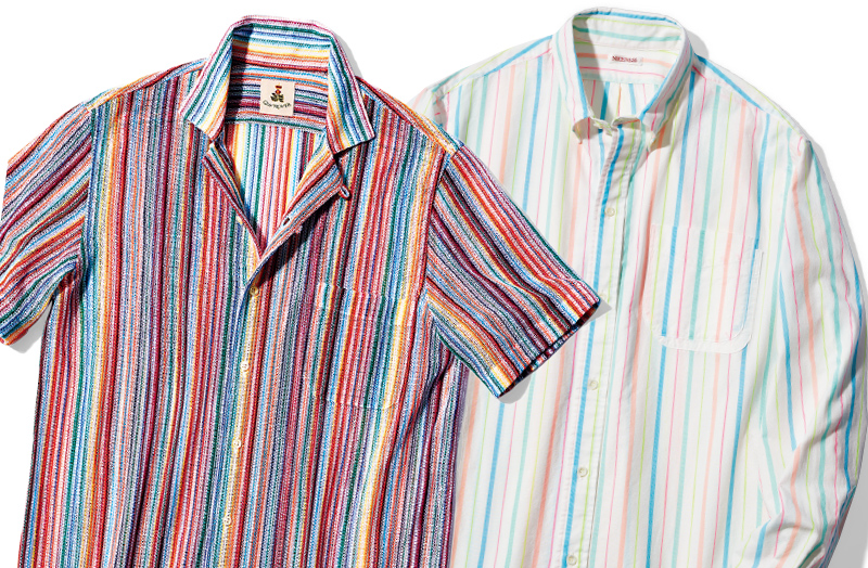 ✨バーニーズニューヨーク マルチストライプリネンメンズシャツ　日本製　麻100% セットアップ リネン素材ストライプ柄ジャケット（2234590）｜BARNEYS