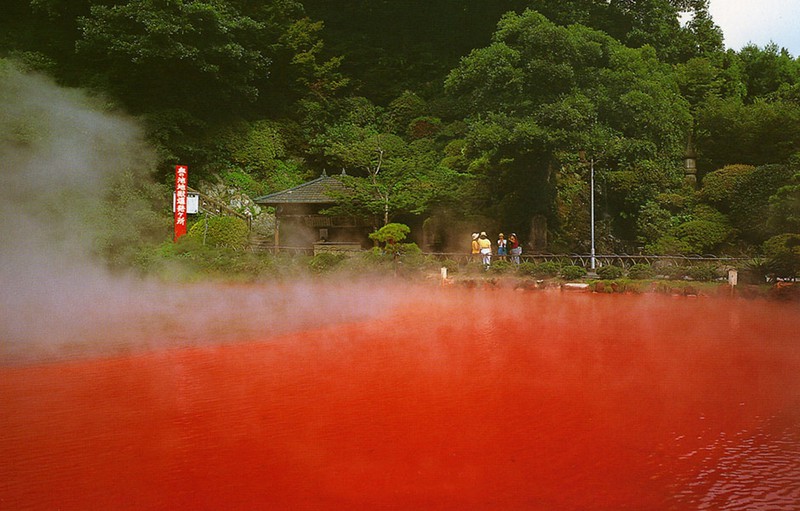 血の池地獄/大分県別府市には、“地獄”と名のつく7つの温泉があり、その1つが「血の池地獄」。地下の高温、高圧による化学反応で生じた酸化鉄や酸化マグネシムなどを含んだ、赤い熱泥が地層から噴出することで、まさに血のような温泉が湧き出す。(写真提供/血の池地獄)