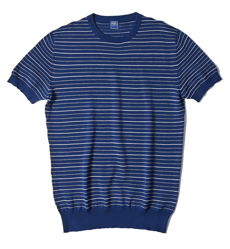ネイビーブルーボーダーニットTシャツ4万9000円/フェデッリ(トレメッツォ)