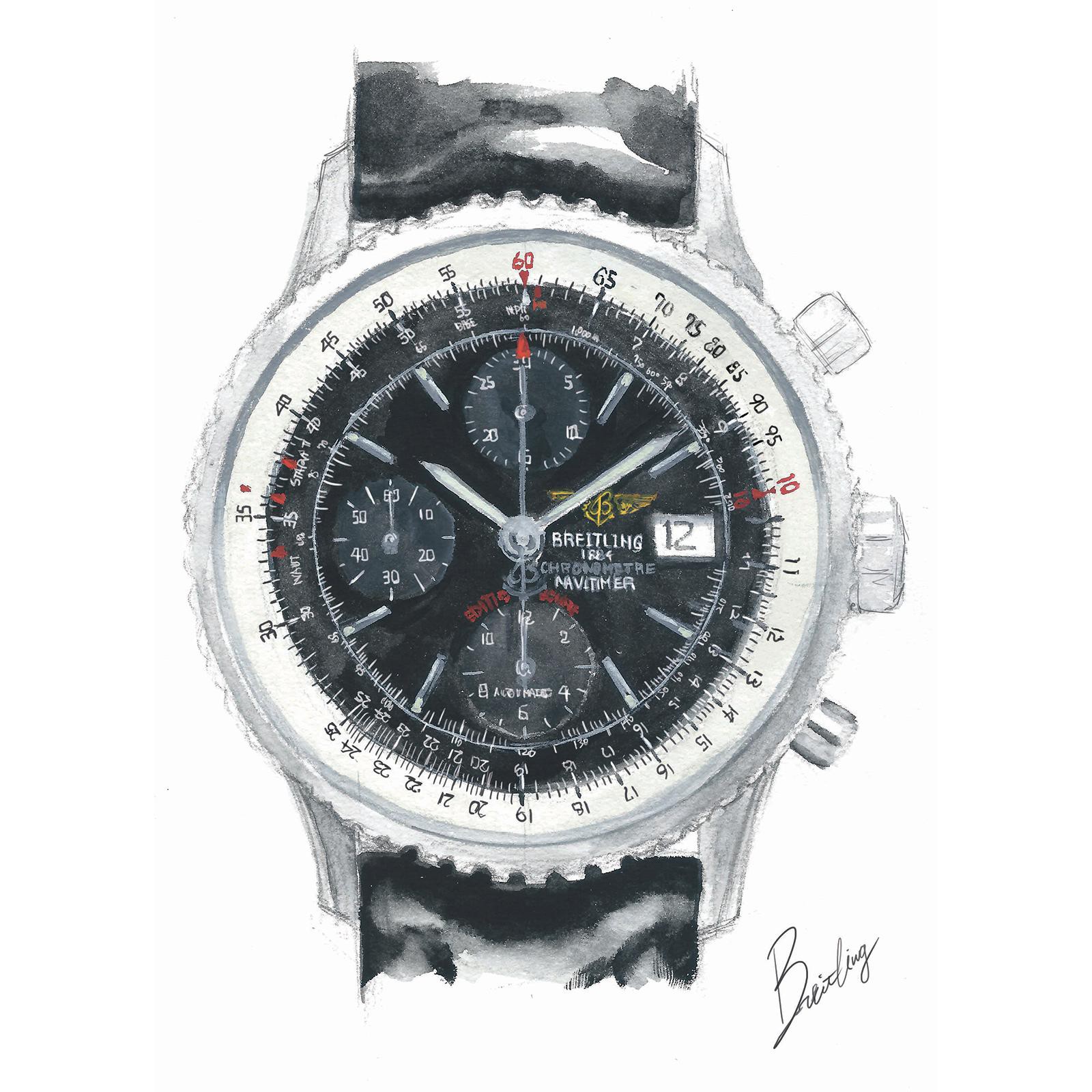 「ナビタイマー ヘリテージ」自動巻き。径42mm。SSケース&ブレスレット。3気圧防水。77万円/ブライトリング カーフストラップ、ラバーストラップ、フルグレンクロコダイルストラップ仕様あり。価格は65万円~。