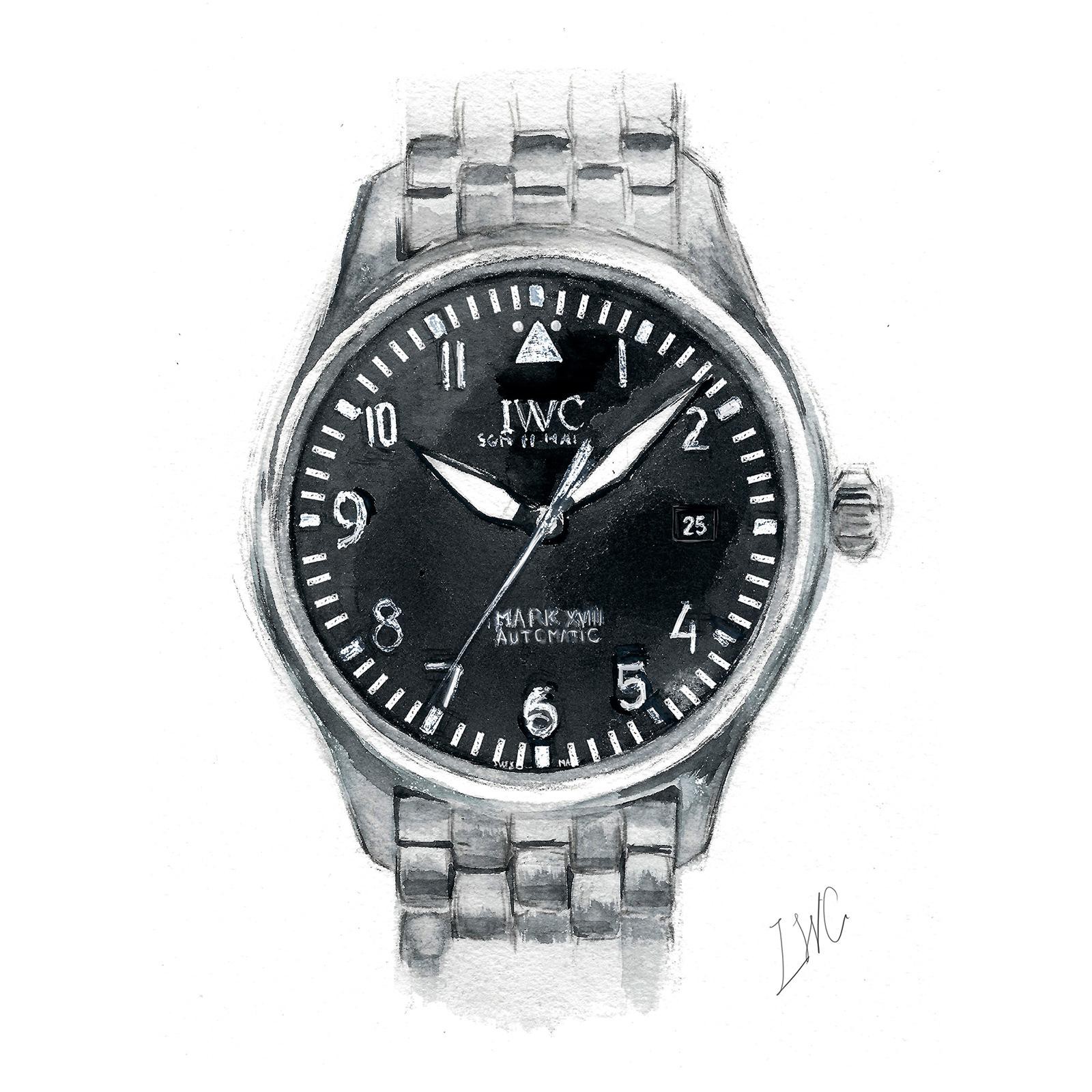 「パイロット・ウォッチ・マーク XVIII」自動巻き、径40mm、SSケース・ブレスレット、耐磁機能、6気圧防水。57万5000円/IWC