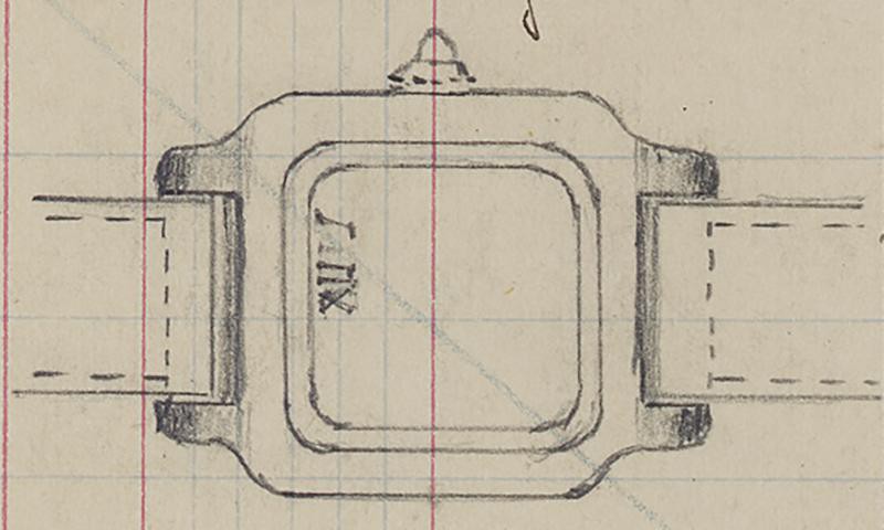 1911年に「サントス」が市販化される際に描かれたスケッチ。　Cartier Archives© Cartier