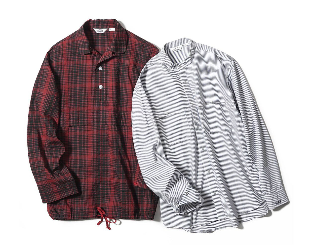 レッドチェックメッシュシャツ1万2000円、クールマックスストライプシャツ1万8000円/ともにウールリッチ(ウールリッチ カスタマーサービス)