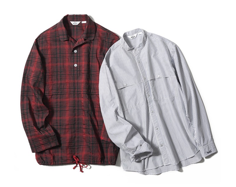 レッドチェックメッシュシャツ1万2000円、クールマックスストライプシャツ1万8000円／ともにウールリッチ（ウールリッチ カスタマーサービス）