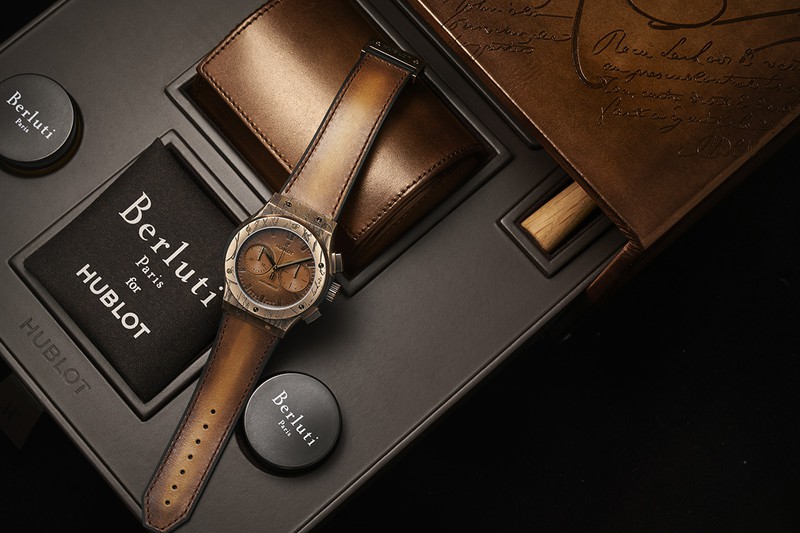 Hublot BERLUTI ブラックレザーベルト ウブロ ベルルッティ 新品 ウブロ×ベルルッティ。ヴェネチアレザーを採用した美しい時計を