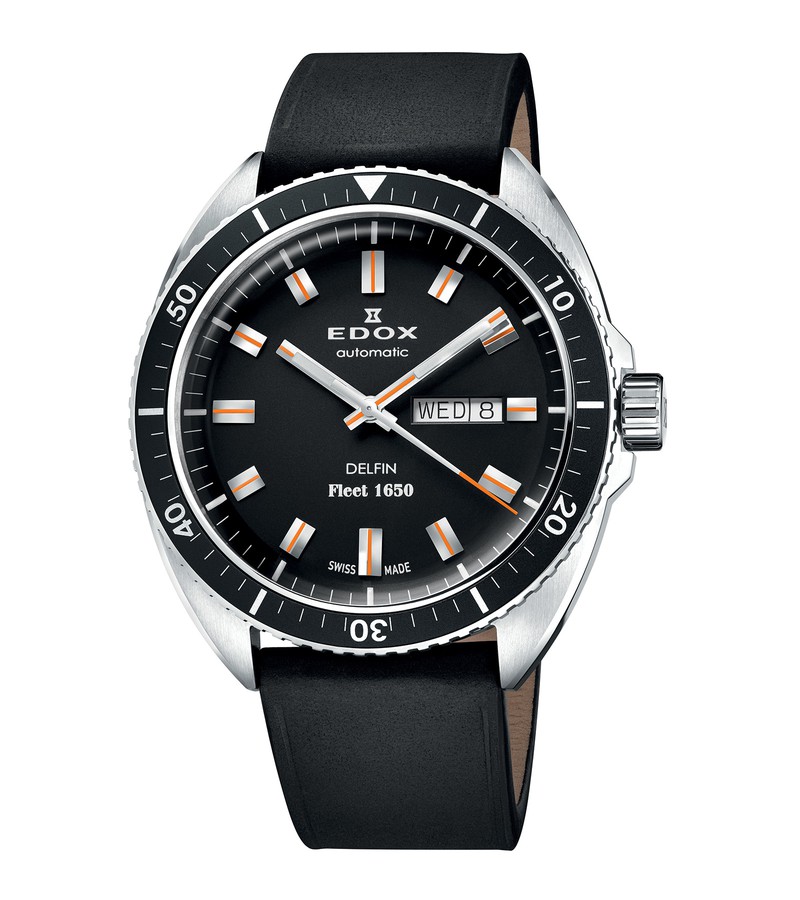 「デルフィン フリート 1650 リミテッドエディション」自動巻き、SSケース(43mm）、カーフストラップ（NATOストラップ付属）、20気圧、限定300本。28万円／エドックス（GMインターナショナル）