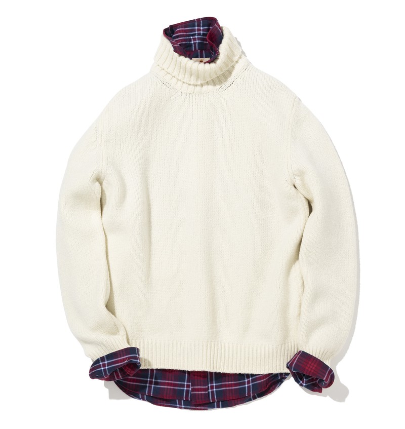 ニット6万8000円／フェデッリ（トレメッツォ）、シャツ2万3000円／ギローバー（バインド ピーアール）