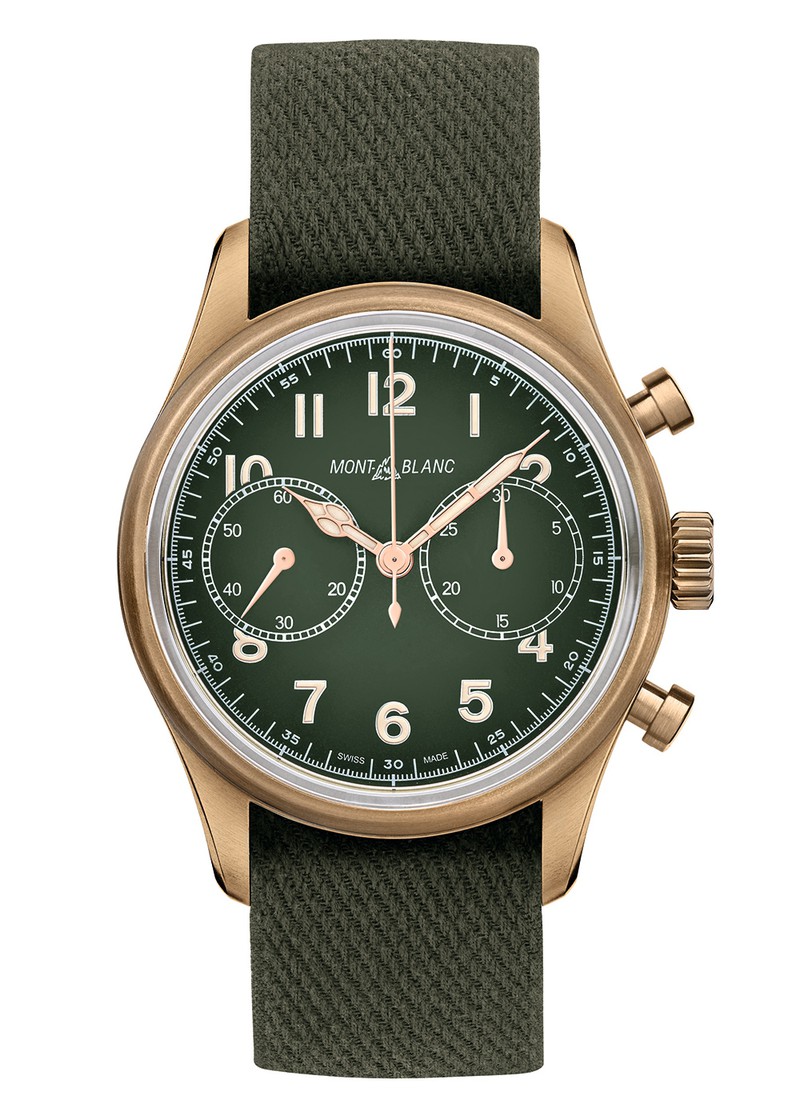 「モンブラン 1858 オートマティック クロノグラフ リミテッドエディション1858」自動巻き、ブロンズケース（42㎜）、NATOストラップ、100m防水、56万5000円／モンブラン（モンブラン コンタクトセンター）