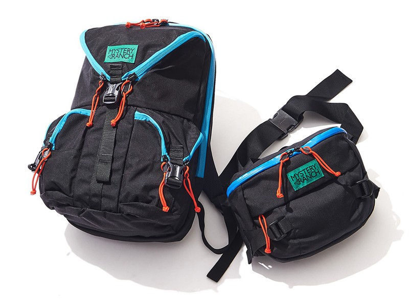左:バックパック W36×H49.5×D32cm 1万8000円、右:ウエストバッグ W33×H20×20cm 7000円/ともにミステリーランチ(エイアンドエフ)