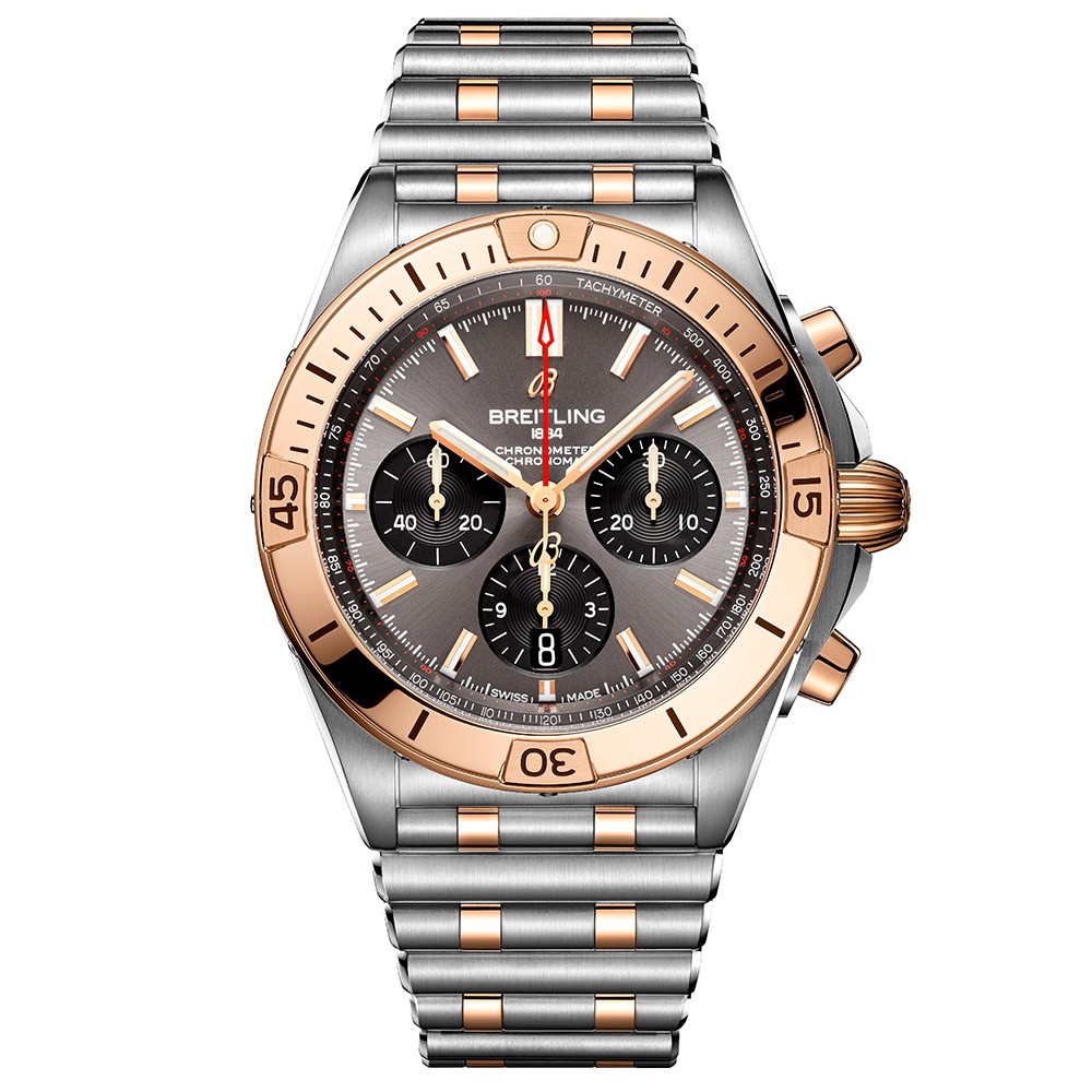 ▲「クロノマット B01 42」自動巻き、SS&18Kレッドゴールドケース(42mm)×ブレスレット、200m防水。131万円/ブライトリング(ブライトリング・ジャパン)