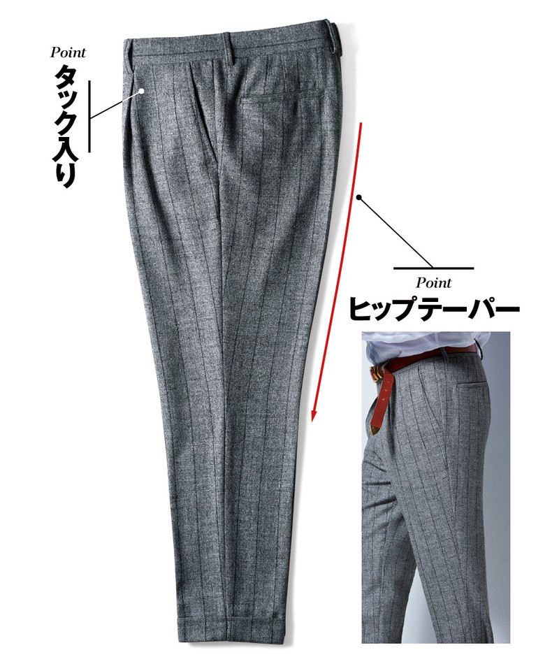 スーツ69万円、シャツ5万1000円、タイ4万円、靴13万5000円、ベルトは参考商品／すべてブルネロ クチネリ（ブルネロ クチネリ ジャパン）