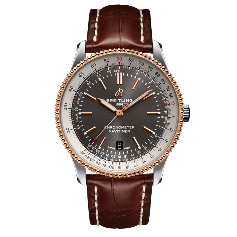 ▲ 「ナビタイマー オートマチック 41」ケース径41mm、SSケース、アリゲーターストラップ、3気圧防水、自動巻き、68万円/ブライトリング(ブライトリング・ジャパン)