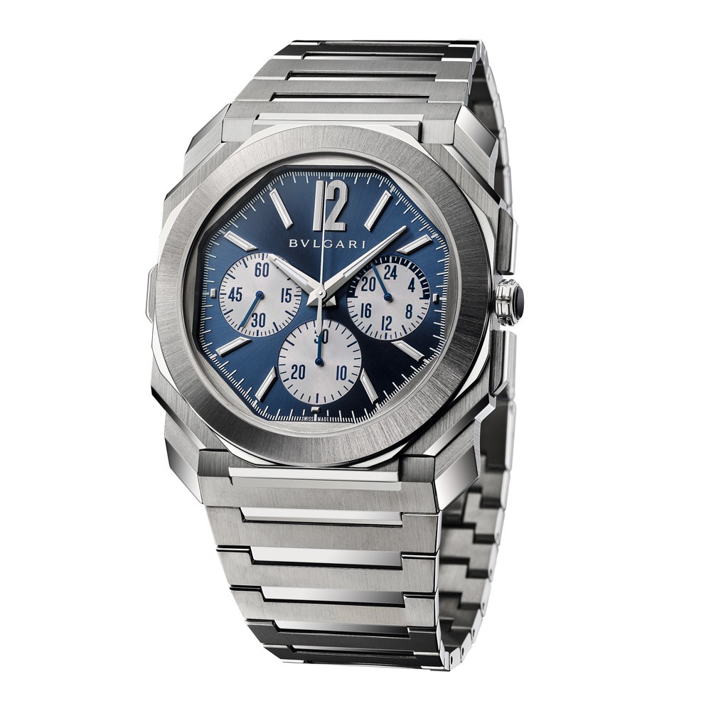 ▲ 「オクトフィニッシモ S クロノグラフ GMT ステンレススティール」自動巻き、SSケース(43mm)×ブレスレット。100m防水。2021年6月発売予定。182万円(予価)/ブルガリ(ブルガリ ジャパン)