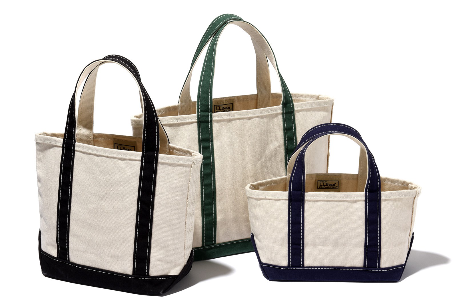 トートバッグ▲ 左：S［約W24×H27×D13cm］6490円、中：M ［約W33×H30×D15cm］7590円、右：mini［約W24×H17×D13cm］4290円／L.L.Bean（L.L.Beanカスタマーサービスセンター）