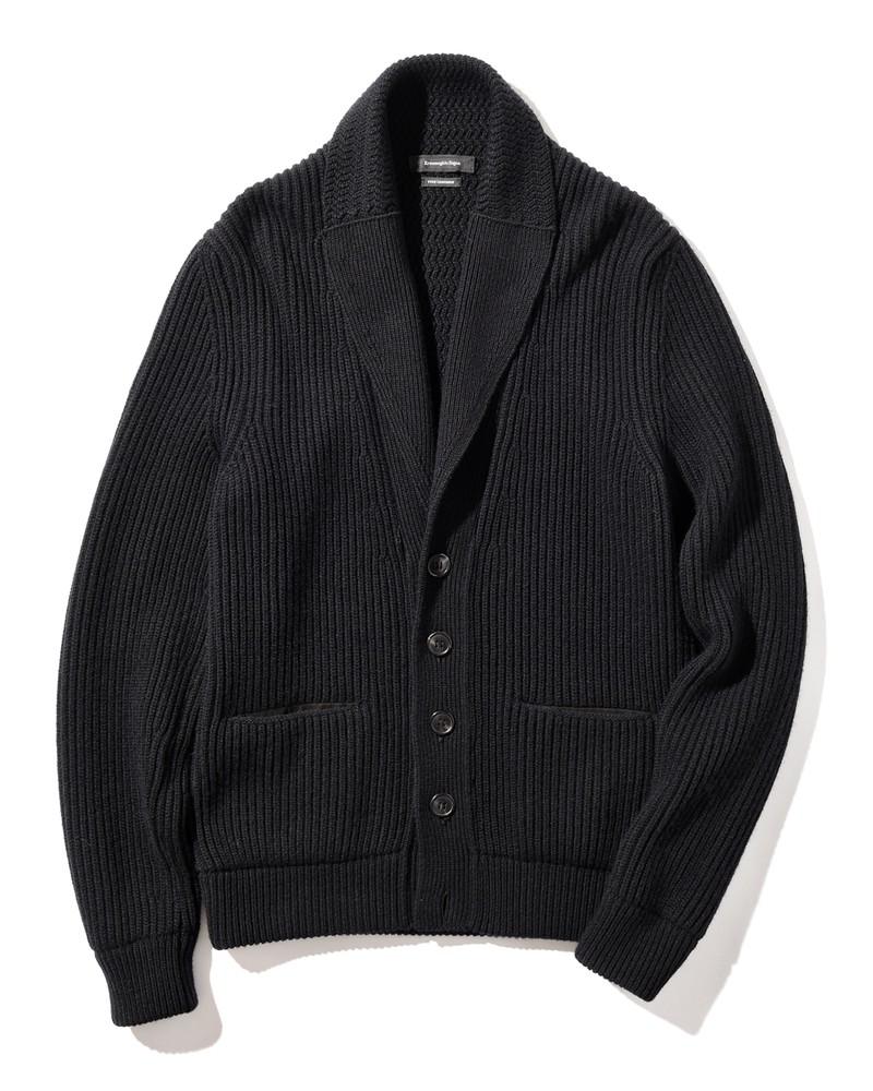 ▲ ショールカラーニット35万3100円／エルメネジルド ゼニア（ゼニア カスタマーサービス）