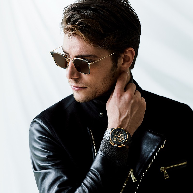 シチズン製JYJ クロノグラフ 腕時計 ブラック/ゴールド EDOX CHRONOFFSHORE-1 CHRONOGRAPH SPECIAL EDITION エドックス