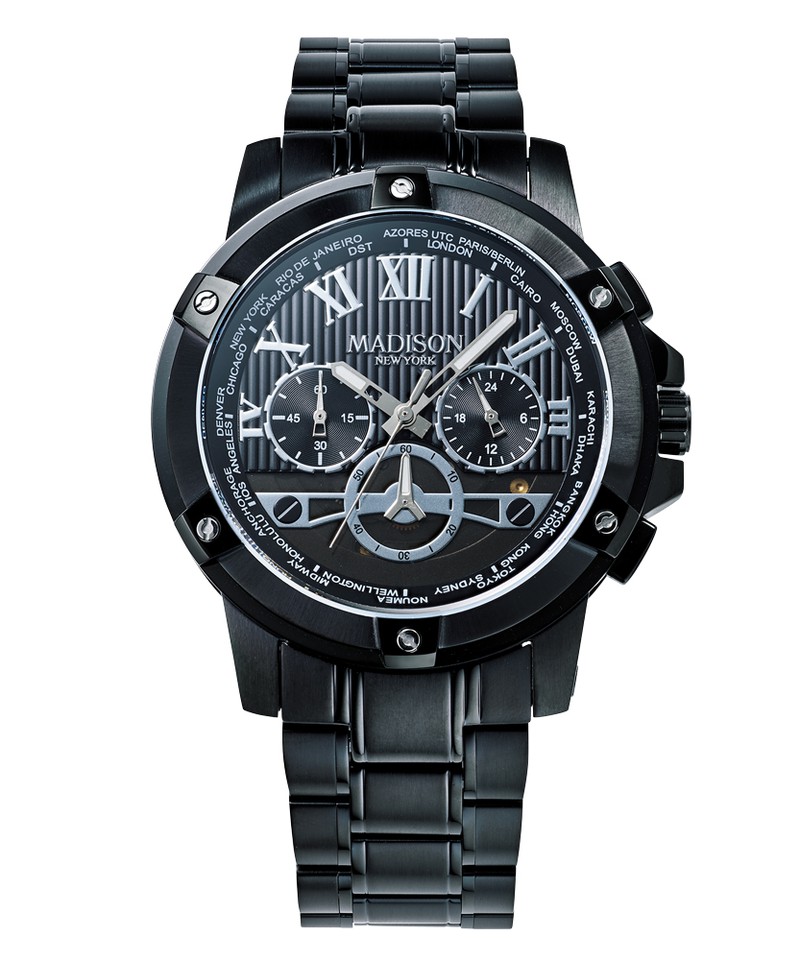 ▲ 「ブレーカー・MA011007-6」クオーツ、DLC加工のSSケース(47mm)×ブレスレット。10気圧防水。2万8050円/マディソン ニューヨーク(ミスズ)
