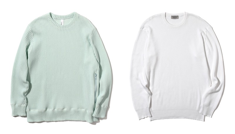 ▲ ニット左1万7600円/シーグリーン(タトラス コンセプトストア 青山店)、右3万8500円/ジョン スメドレー(リーミルズ エージェンシー)