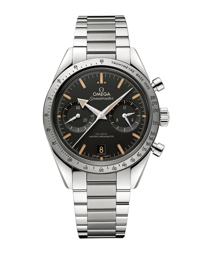 ▲ 「スピードマスター’57」手巻き、SSケース(40.5㎜)×ブレスレット。50m防水。111万1000円/オメガ(オメガお客様センター)