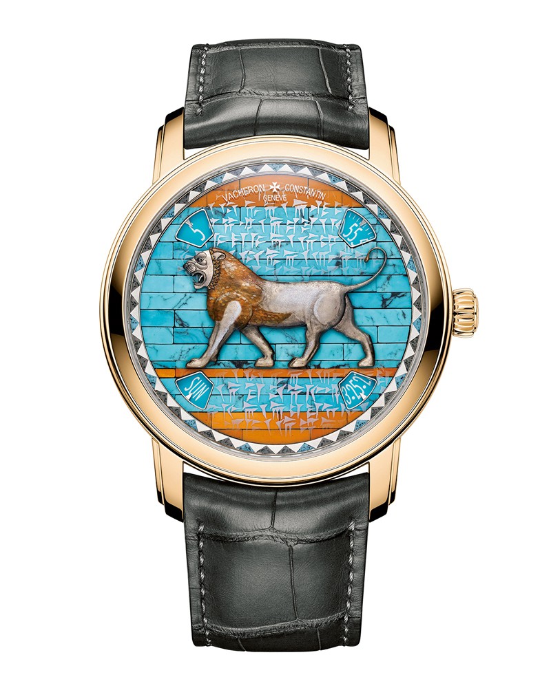 ▲ 「メティエ・ダール - 偉大な文明へ敬意を表して-ダレイオス王のライオン」自動巻き、18KPGケース(42㎜)、アリゲーターストラップ。価格非公開/ヴァシュロン・コンスタンタン