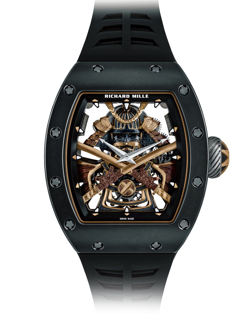 ▲ 「RM 47 トゥールビヨン」手巻き、TZPブラックセラミックス×YGケース(50×42.7㎜)、ラバーストラップ。50m防水。1億3640万円(完売)/リシャール・ミル(リシャールミルジャパン)