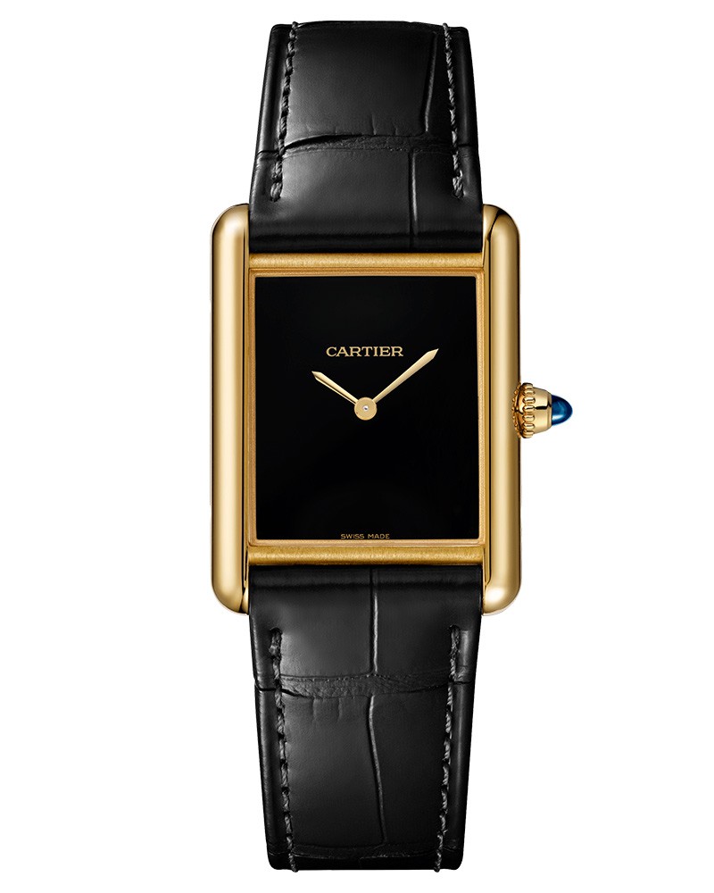 ▲ 「タンク ルイ カルティエ」手巻き、18KYGケース(33.7×25.5mm)、アリゲーターストラップ、日常生活防水。174万2400円(予価)/カルティエ(カルティエ カスタマー サービスセンター) ©️ Cartier