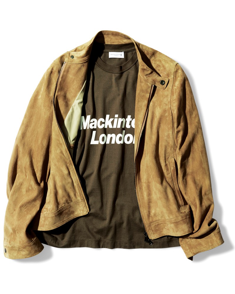 ▲ Tシャツ1万4300円/マッキントッシュ ロンドン(SANYO SHOKAI)、ブルゾン13万2000円/エンメティ(インテレプレ)