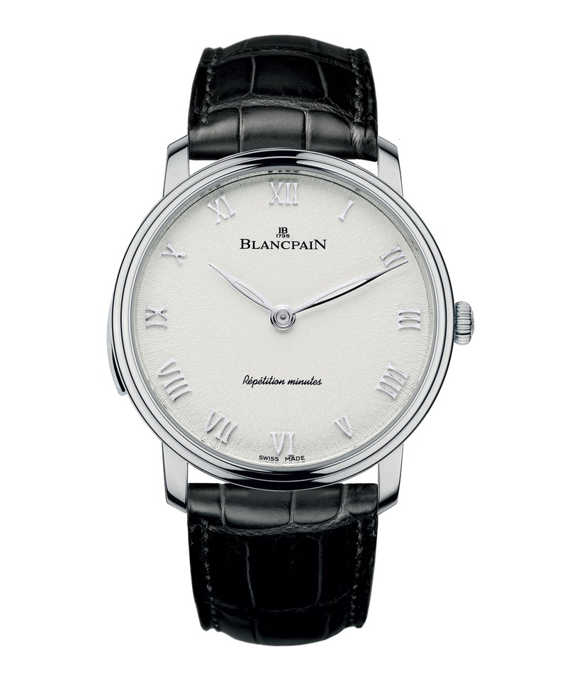 ▲ 「ヴィルレ ミニッツリピーター」自動巻き、18KWGケース(40mm)、アリゲーターストラップ。2374万9000円/ブランパン(ブランパン ブティック銀座)