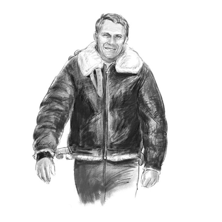 1962年公開の映画『戦う翼』で主人公バズ・リクソン大尉に扮するスティーブ・マックィーン