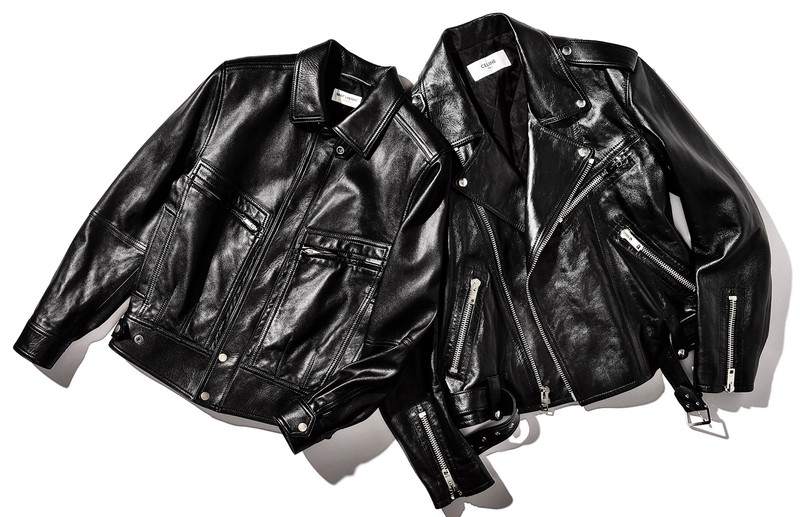 ▲ ブルゾン左 78万1000円/サンローラン バイ アンソニー・ヴァカレロ(サンローラン クライアントサービス)、右 64万9000円※予定価格/セリーヌ オム バイ エディ・スリマン(セリーヌ ジャパン)