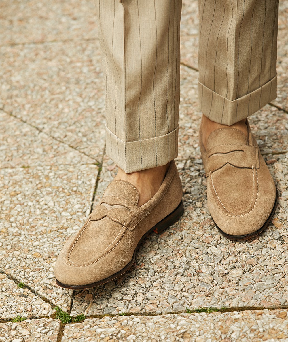 サントーニ メンズ スリッポン・ローファー シューズ Oxford Brown