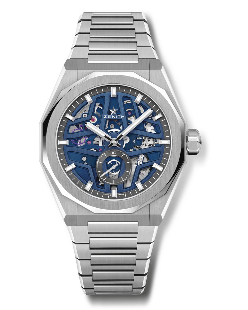 ▲ 「デファイ スカイライン スケルトン」自動巻き、SSケース(41mm)×ブレスレット(ダイヤルと同色のラバーストラップ付属)、10気圧防水。140万8000円/ゼニス