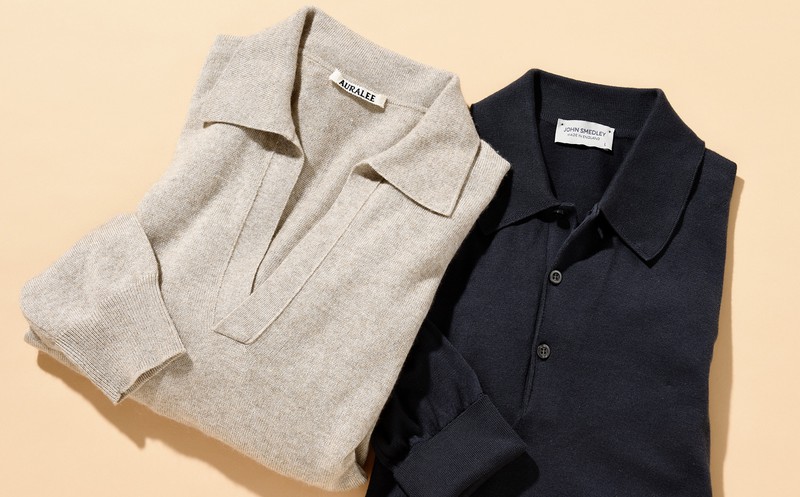 ▲ ニットポロ右4万700円/ジョン スメドレー(リーミルズ エージェンシー)、左4万6200円/オーラリー