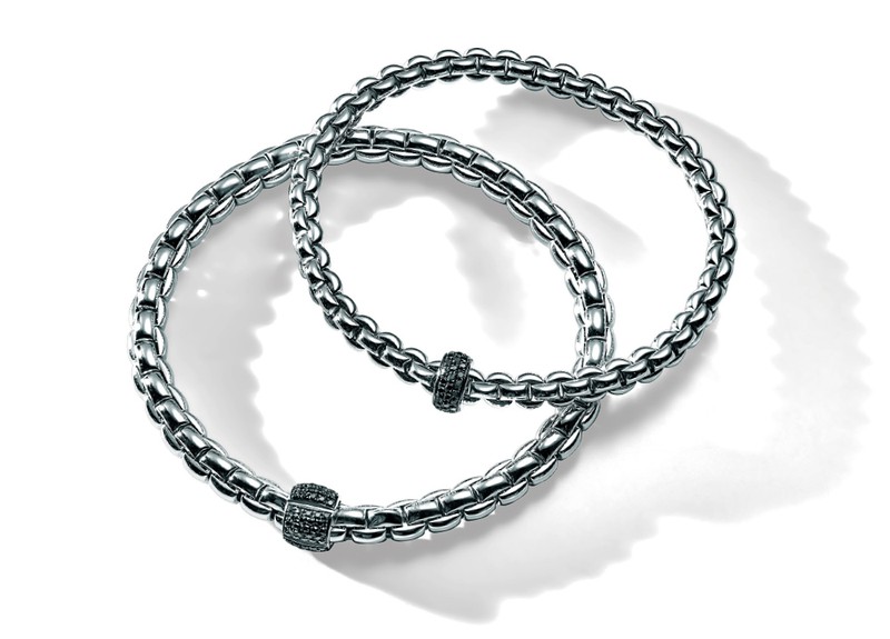 ブレスレット［18KWG×ブラックダイヤモンド］。上［小］67万4300円、下［大］84万4800円／ともにフォッペ（スイスプライムブランズ）＊価格はMサイズ