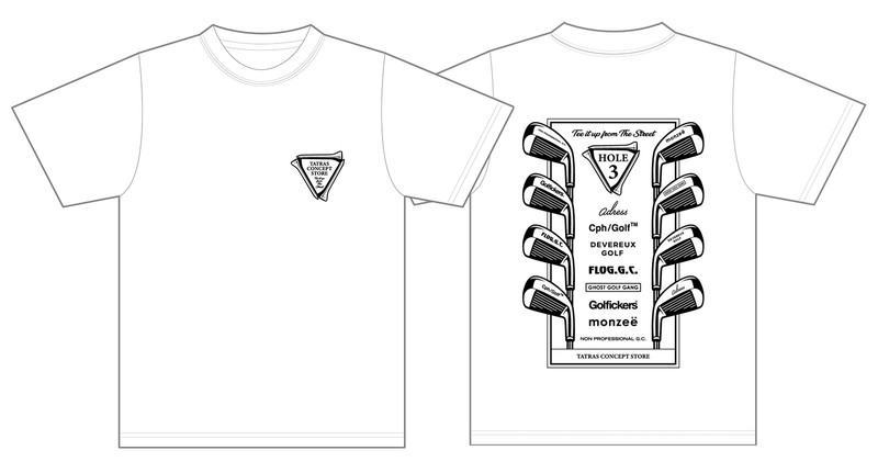 ▲ オリジナルTシャツ 各8800円／タトラス(タトラス コンセプトストア 大阪店)