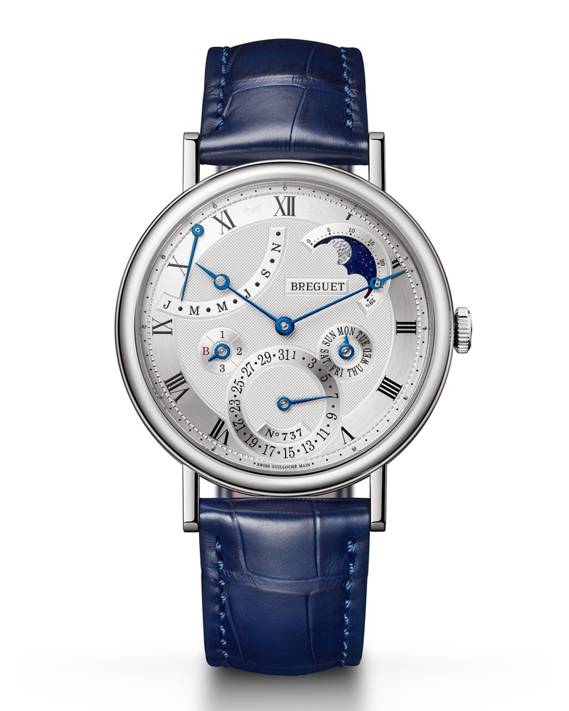 ▲ 「クラシック 7327」自動巻き、18KWGケース(39mm)、アリゲーターストラップ。3気圧防水。1157万2000円/ブレゲ(ブレゲ ブティック銀座)