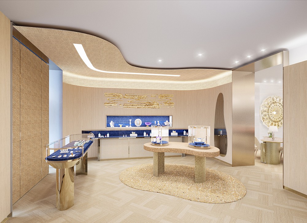 ティファニー銀座本店 著名デザイナーであるエルサ・ペレッティにオマージュを捧げる空間。