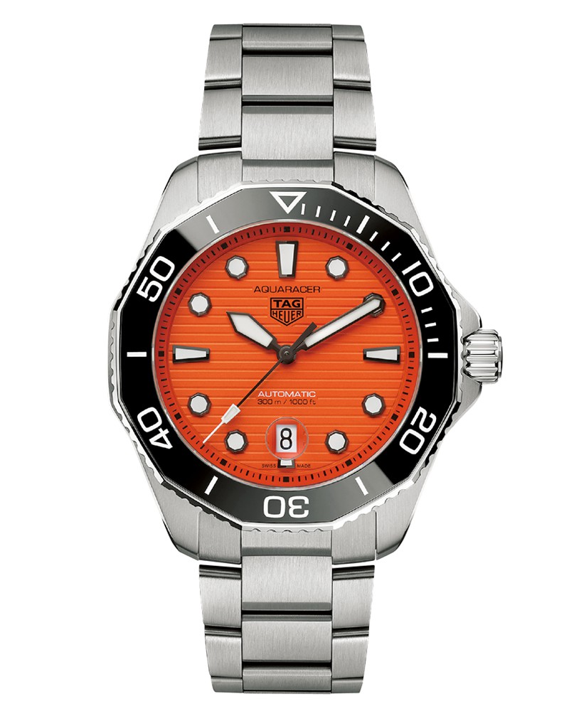 ▲ 「タグ・ホイヤー アクアレーサー プロフェッショナル300 オレンジダイバー」自動巻き、SSケース(43㎜)×ブレスレット。300m防水。43万4500円/タグ・ホイヤー