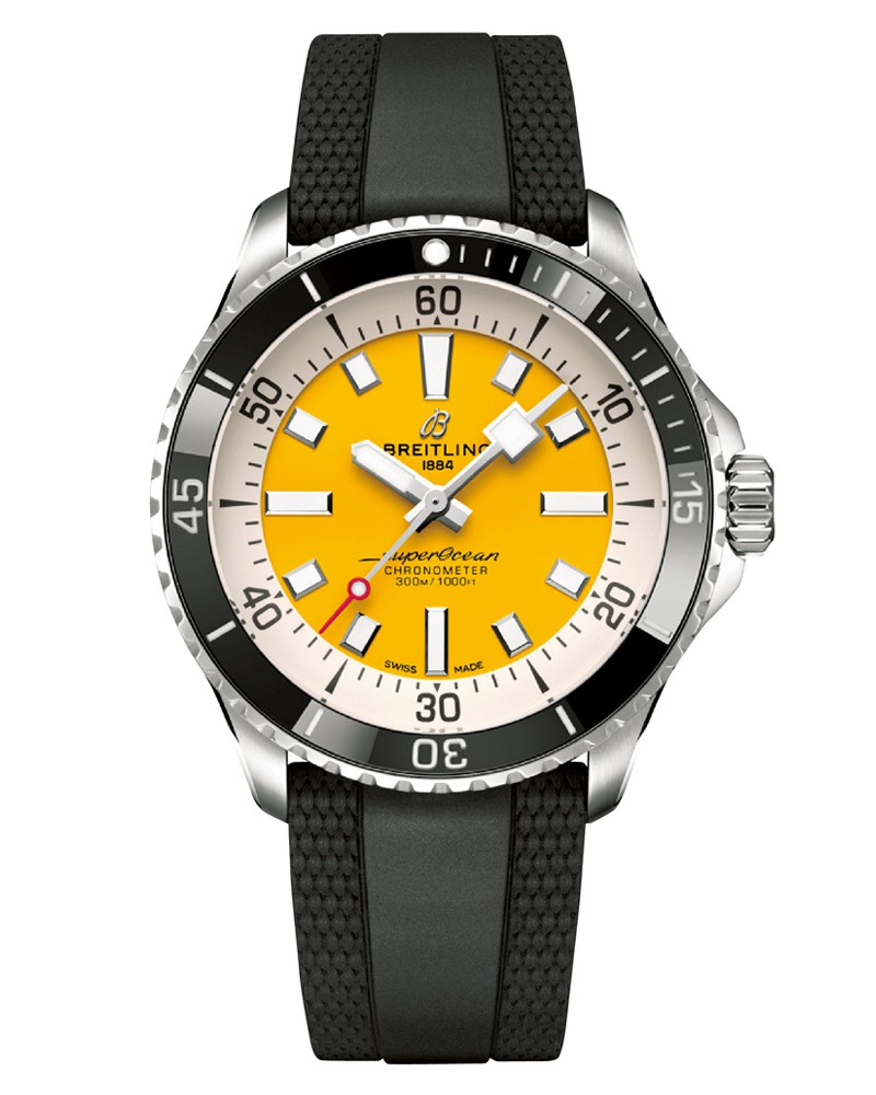 ▲ 「スーパーオーシャン オートマチック 42」自動巻き、SSケース(42㎜)、ラバーストラップ。300m防水。58万8500円/ブライトリング(ブライトリング・ジャパン)