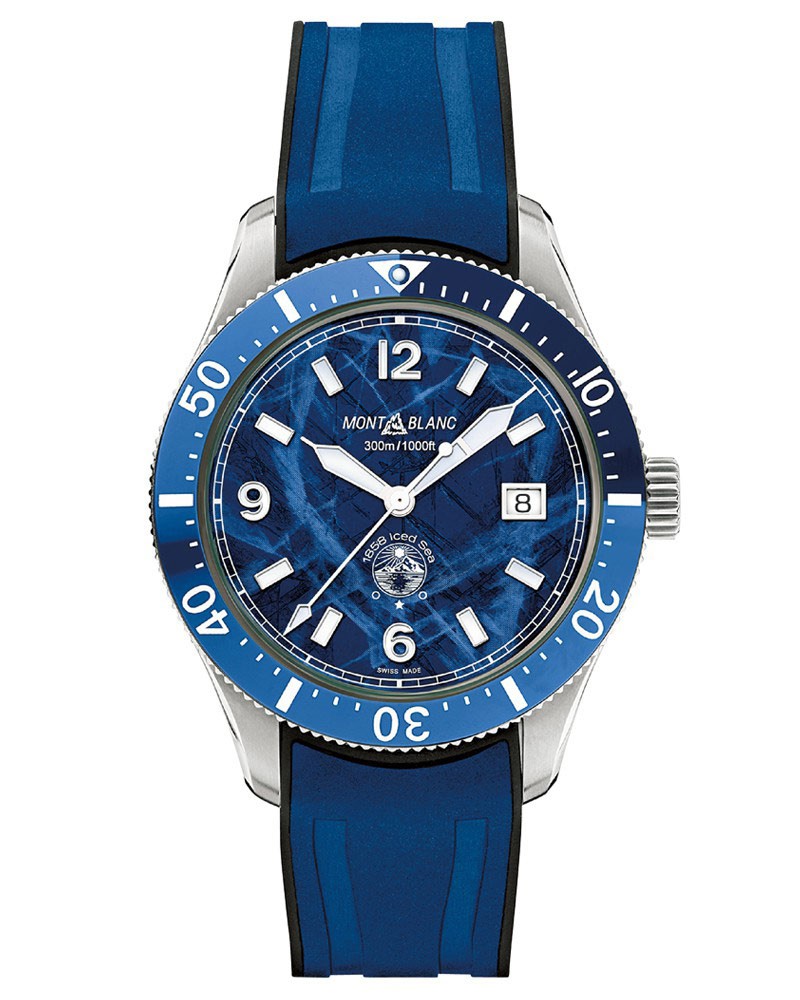 ▲「モンブラン 1858 アイスシー オートマティック デイト」自動巻き、SSケース(41㎜)、ラバーストラップ。30気圧防水。42万5700円/モンブラン(モンブラン お客様サポート)