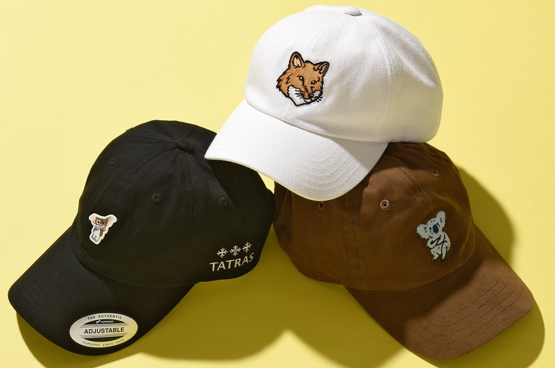 ▲ キャップ上 1万4850円／メゾン キツネ（メゾン キツネ カスタマーセンター）、右下9900円／オロウ（カヴァレリア）、左下1万3200円／タトラス×グレムリン×kosuke kawamura（タトラス コンセプトストア 青山店）
