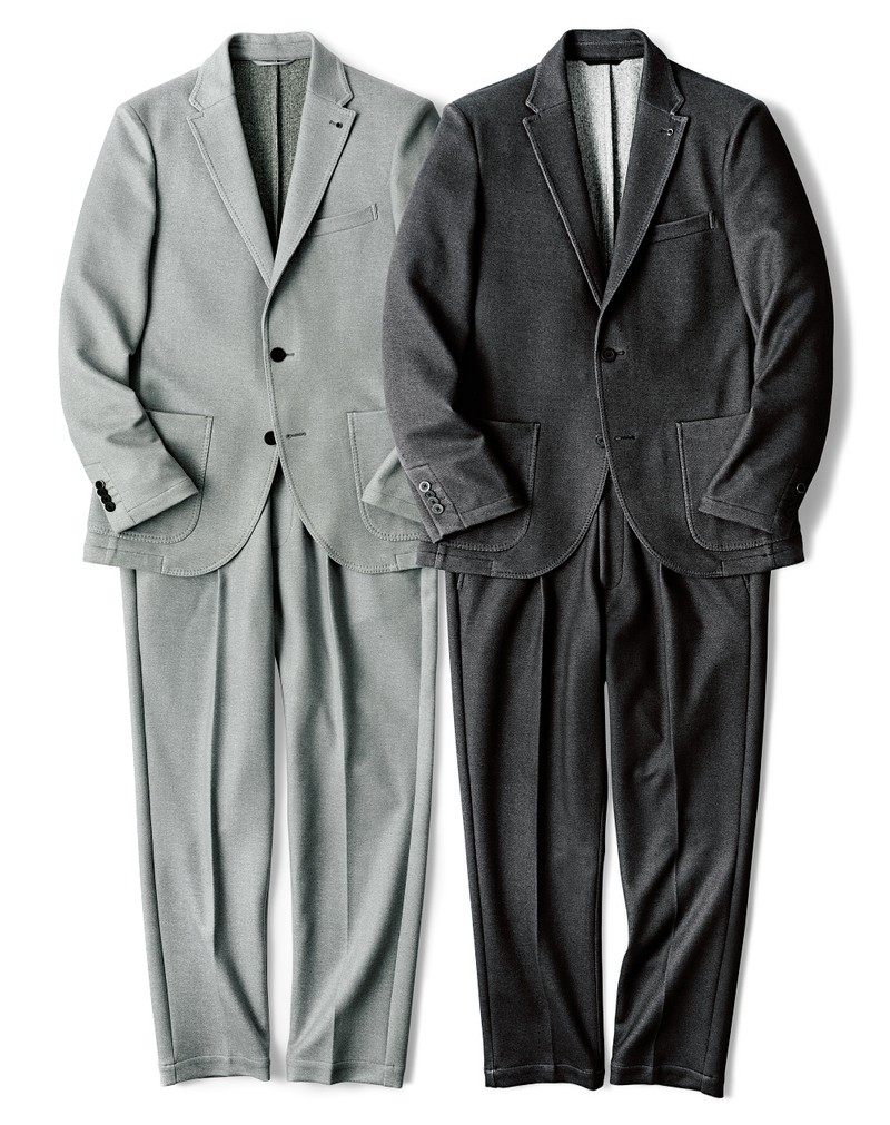 ジャケット各4万4000円、パンツ各2万4200円/すべてアウール(アウール阪急メンズ大阪)