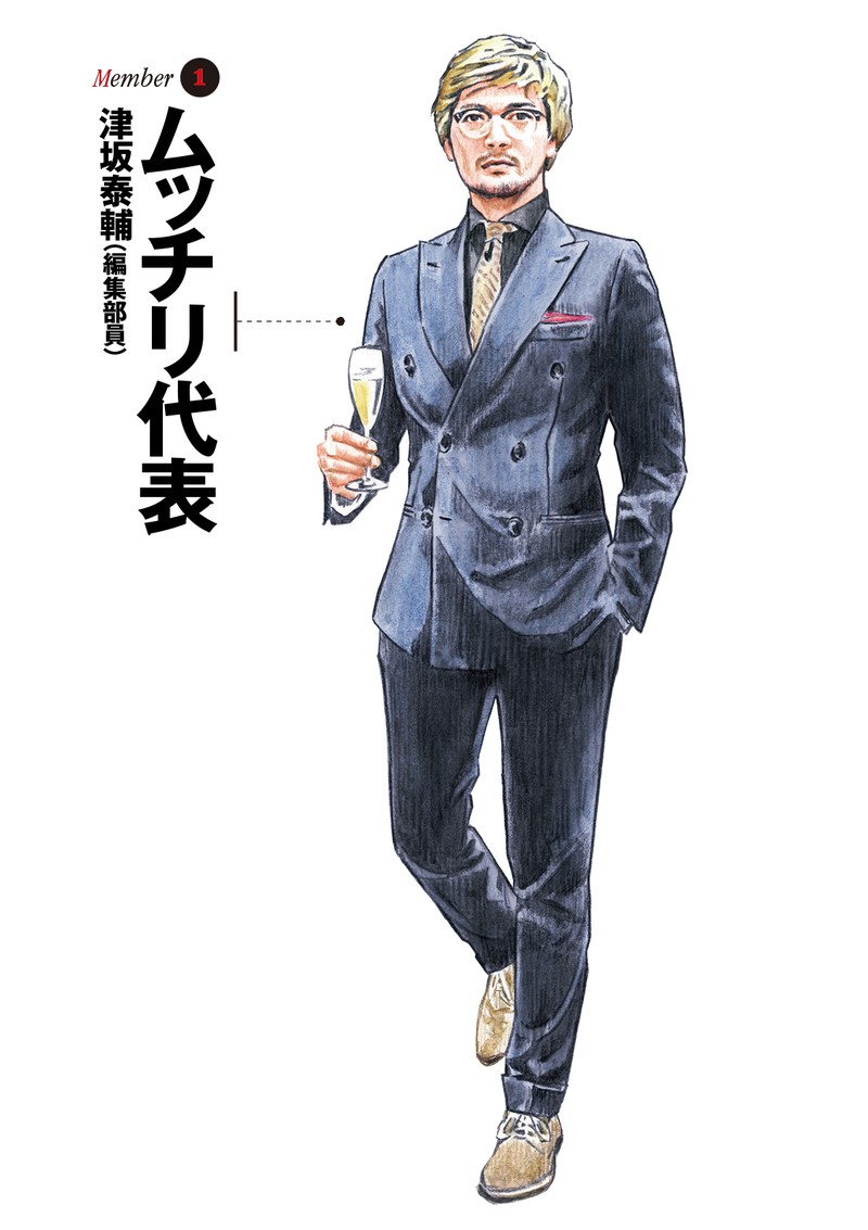 ダブルのスーツで腹を隠して引き締める