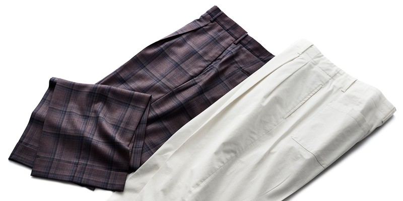 左：パンツ6万9300円／PT トリノ（PT JAPAN）、右：パンツ6万2700円／ラルディーニ（トヨダトレーディング プレスルーム）