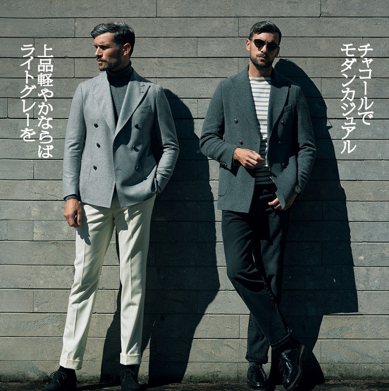 ジャケット9万3500円/チルコロ 1901(トヨダトレーディング プレスルーム)、カットソー1万6500円/アルモリュクス(アルモリュクス中目黒店)