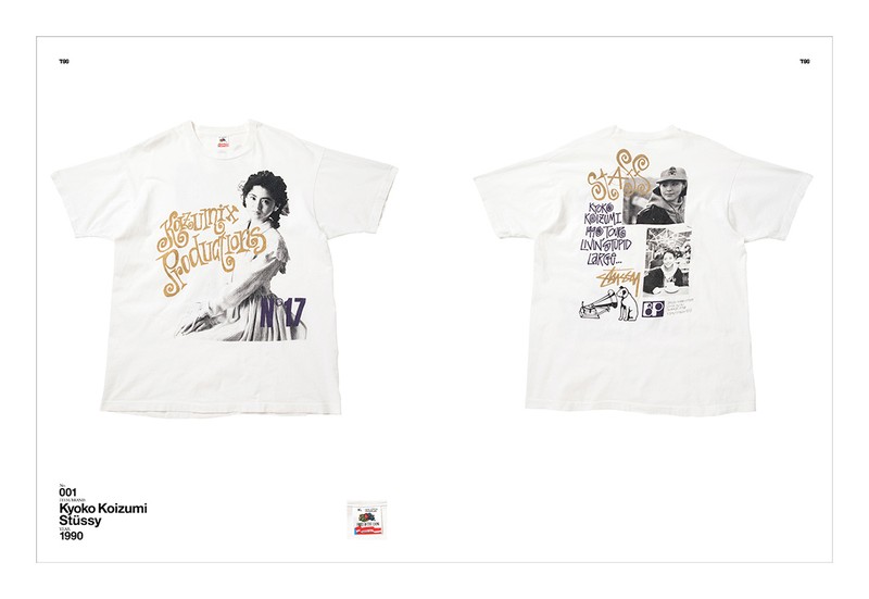 トップを飾るのは、1990年に発売された小泉今日子さんのアルバム『No.17』のプロモーションTシャツ。当時プロデューサーに名を連ねていた藤原ヒロシ氏が、ショーン・ステューシー氏に、デザインを依頼した名作なのです。