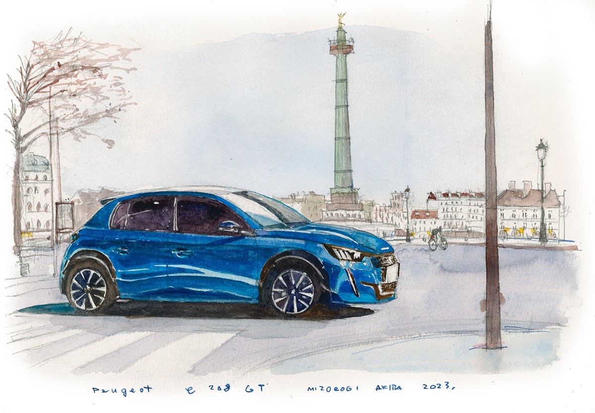 イラスト 溝呂木 陽 プジョー e208GT