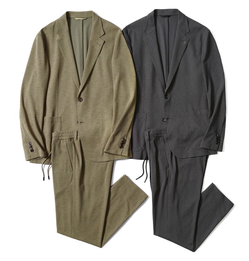 各ジャケット3万6300円、各パンツ2万2000円/すべてアウール(アウール阪急メンズ大阪)