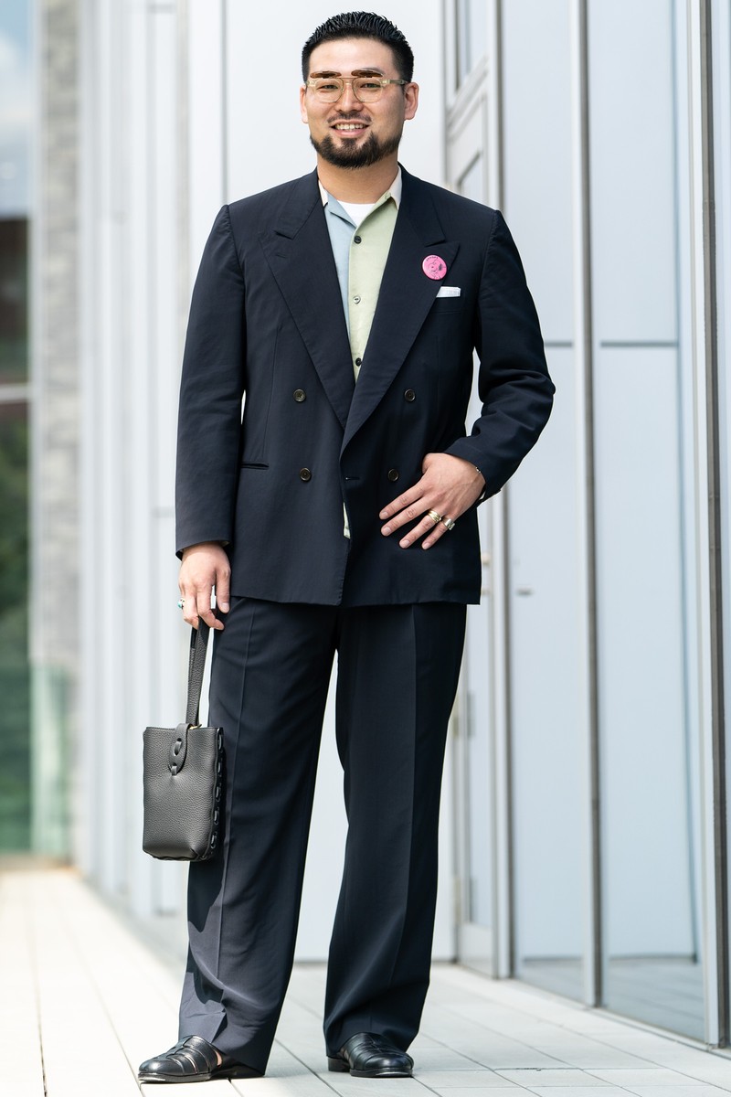 お洒落スナップ、東京、ダブルジャケット、着こなし